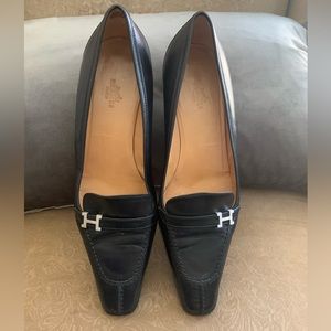 Hermes Black Loafer Slip-on Buckle Low Heel Women’s Shoes